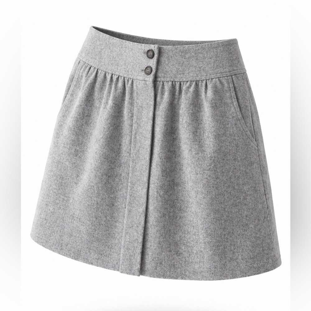 🩶 Wool Skirt with Button Detail & Side Pockets - size 6 - Picture 2 of 12